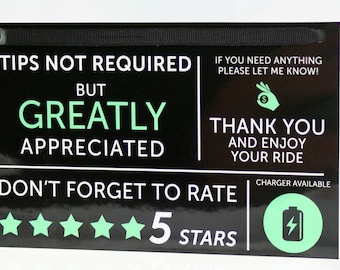 uber sign lyft tip rating gratuities dash rideshare cam mil inches