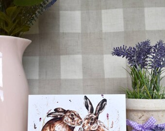 Spring hares greeting card