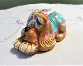 Vintage Pendelfin Pooch with Blue Blanket 1980s Dog Figurine by Stonecraft England