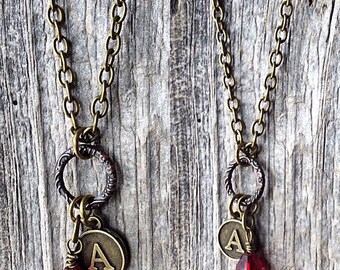 Ruby birthstone, July birthstone necklace, personalized jewelry, initial necklace, ruby pendant, birthday gift for her, men, wife, Mom, Dad