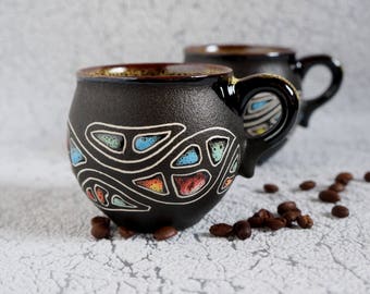 Birthday gifts-for-mom Mug set Tea cup Stones Farmhouse mugs Ceramic mug Gift set Ceramics and pottery Cappuccino cup Chef Hostess gift