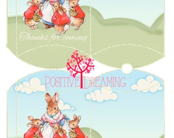 Peter Rabbit, Pillow Box Printable, Instant Download, Peter Rabbit Party, Favor Box, candy box, printable box, Peter Rabbit favor