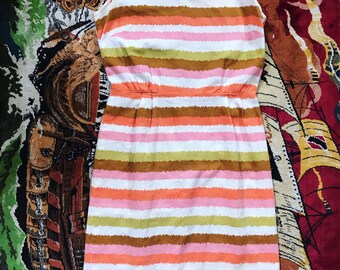 50s/60s Spumoni stripped wiggle dress