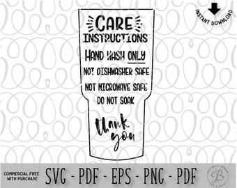 Tumbler Care Instructions, care card svg, Care card Cut file, Digital care card, SVG, svg files, digital file