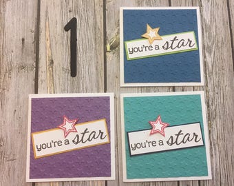 You're a Star Lunch Box Cards ~ Lunch Box cards ~ Note Cards ~ 3x3 cards ~ Mini Note Cards ~ Love Notes ~ Gift Cards