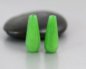 Dyed Jade Teardrop Beads - Pair - Jade Teardrop Beads - 8 x 20mm