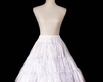 Tea Length Deluxe Organza Crinoline, Adjustable Elastic Waist, XS to 2X, Many Colors