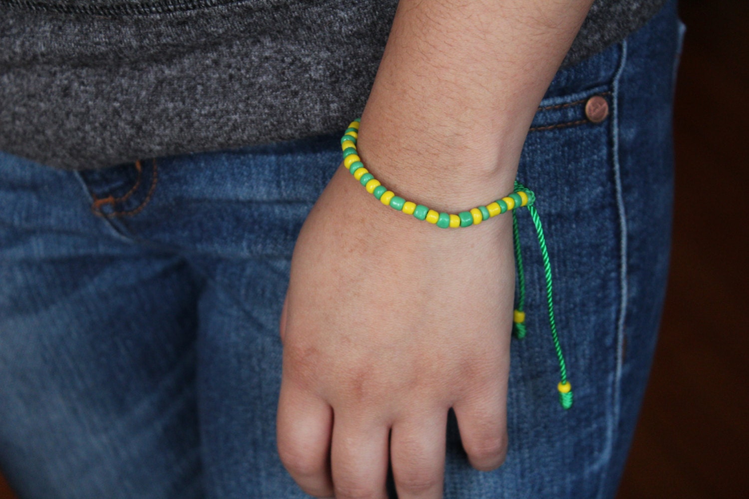 Verde y amarillo cadena pulsera Verde y amarillo pulsera de