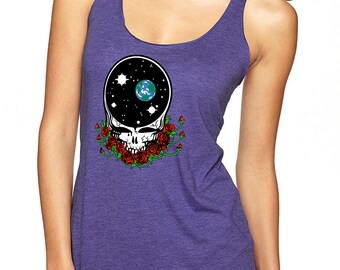 Grateful Dead Inspired Space Your Face Triblend Racerback Tank