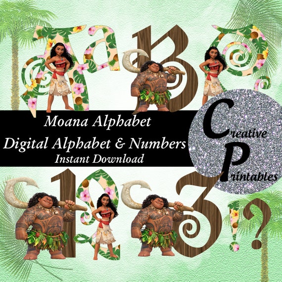 moana alphabet clipart moana letters moana numbers moana