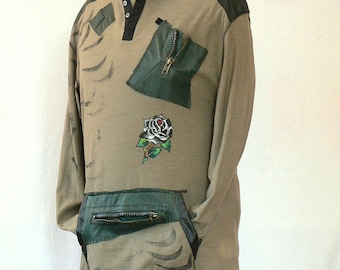 Man sweatshirt,fancy,print,paint rose,cotton,skin,boho style.