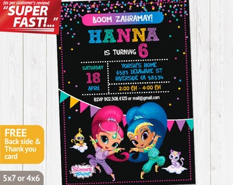 Shimmer and Shine Invitation PRINTABLE, Shimmer Shine Birthday Invitation, Shimmer Shine Invite, Card, Shimmer Shine Party Invitation, v1