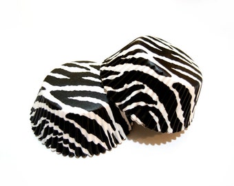 Mini Zebra Black and White Cupcake Liners (50)