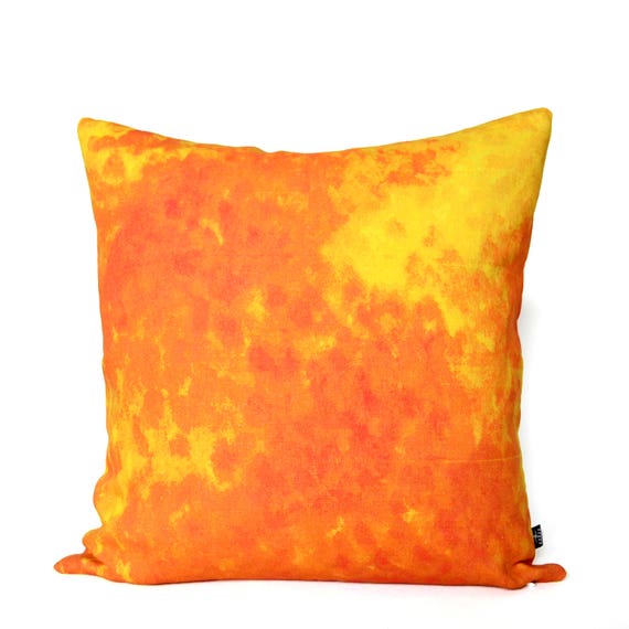 Bright orange and yellow 100 linen cushion cover 18 x 18
