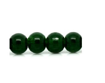 set of 50 dark green 6 mm glass beads