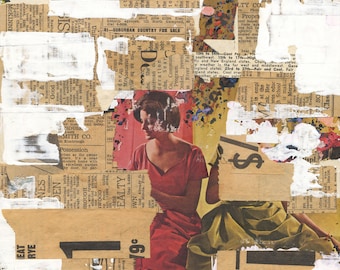 Suburban - original mixed media collage