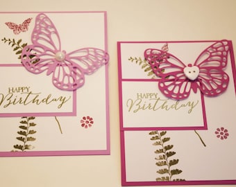 Birthday Card, Homemade Birthday Cards, Girl birthday card, Greeting Cards, Happy Birthday Card, Butterfly Birthday Package of 10