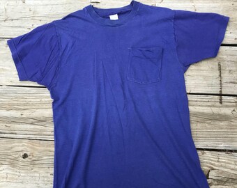 Purple Pocket Tee Fruit of the Loom Size L