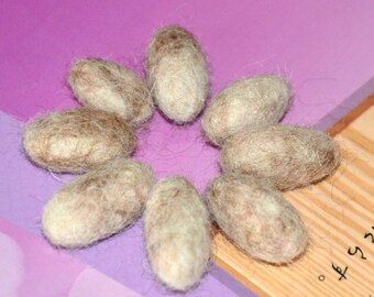 8pcs Felted Wool Pebbles (Brown & Khaki)