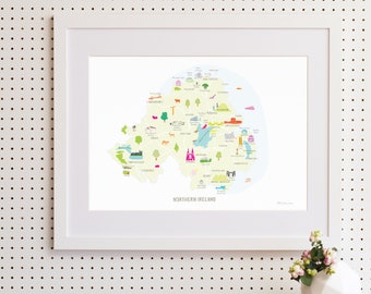 Map of Northern Ireland Art Print