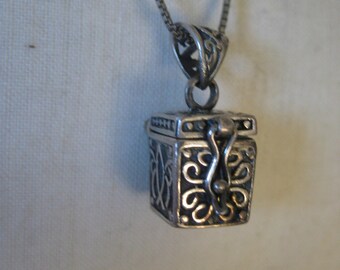 Prayer Box Christian Sterling Necklace Vintage Pendant 925 Silver