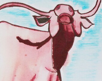 Longhorn Bull Watercolor