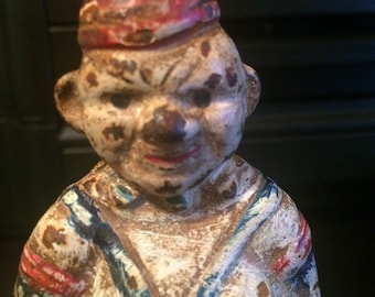 Cast Iron Standing Clown Still Bank