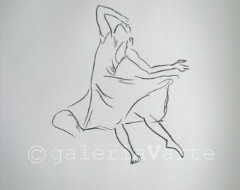 original charcoal drawing - Woman Modern Dance - europeanstreetteam