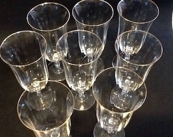 8 Crystal Wine Glasses-Gold Rim -Wedding Gift | Heirloom Quality