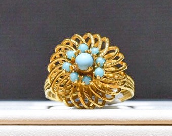 22k Turquoise Flower Ring