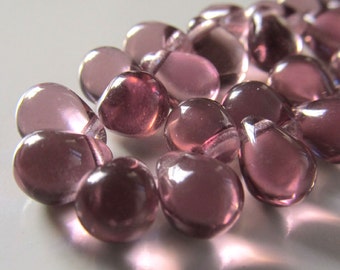 Czech Glass Teardrop Beads 9 X 6mm Dark Plum Purple Smooth Teardrops - 50 Pieces