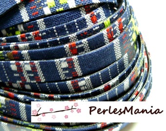 1 m of cotton ethnic flat cord tones blue MARINEL ref 167