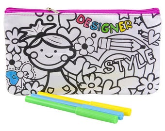 coloring with 5 felt girl back to school Kit