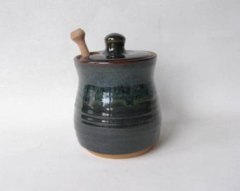 Pottery Honey Pot, Ceramic Honey Pot, Jar for Honey, Stoneware Honey Pot