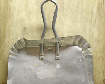 Large Industrial Dust Pan - Vintage Cleaning Supplies - Metal - Silver - Aged