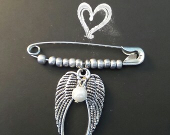 Solidarity Safety Pin Jewelry// Safety pin Brooch// Angel Wings Charm// "Guardian Angel" Safety pin//Safety Pin Movement//2 in Safety Pin