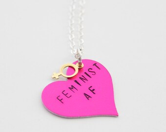 Feminist AF Necklace, Feminist Necklace, Woman Symbol Necklace, Women's March Necklace, Nasty Woman Necklace, Nasty Woman Jewelry, Feminist
