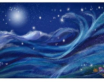 Sea, Stars, and Moon ~ 19 x 13
