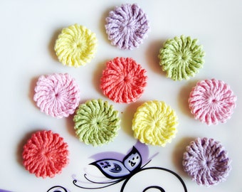 Crochet flower motif, Crochet mini flowers, Applique flower, Crochet motifs, Scrapbooking flower, Embellishment, Flower for Decoration