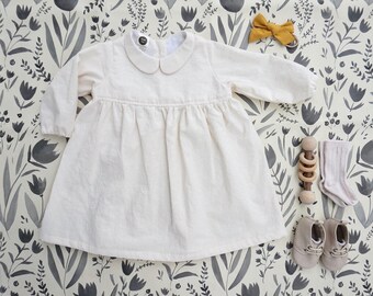 The Mabel Dress, Sweet Minimalist Dress, Soft Linen, Peter Pan Collar Dress