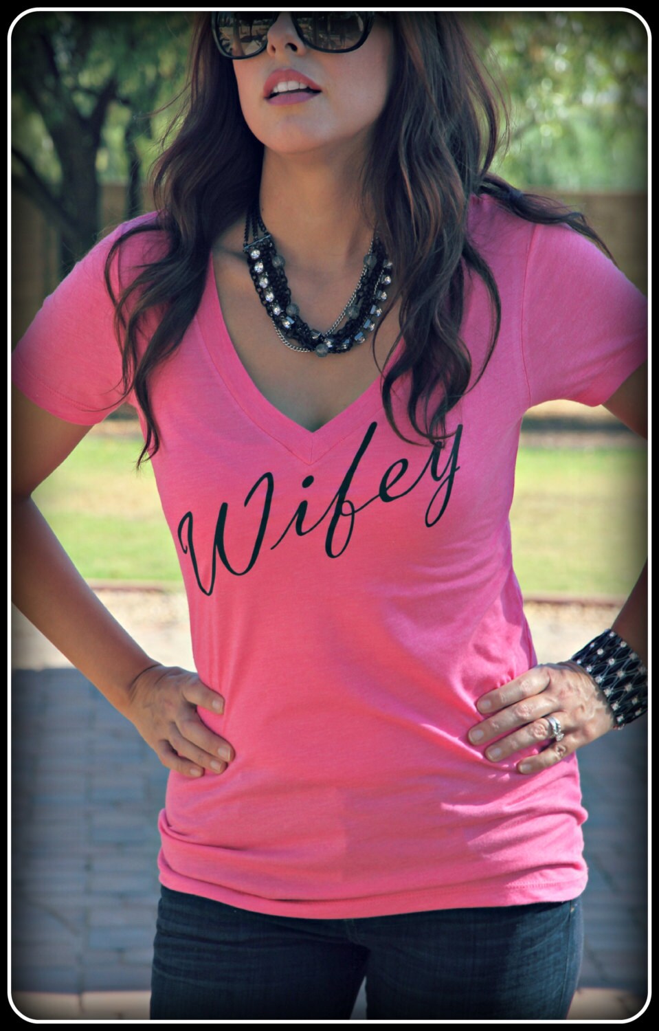 Wifey Shirt wifey Pink Wifey Womens V-Neck Bridal Shower