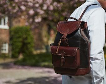 Rudy leather rucksack/ backpack in two tone leather