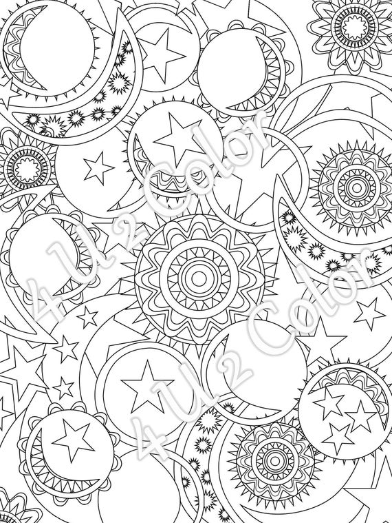 Sun Moon Stars 1 coloring page sun moon & stars