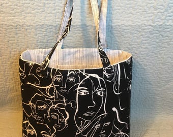 Faces Fabric Standing Tote