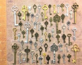 Bulk Keys Skeleton Keys Steampunk Vintage Jewelry Old Keys Charms Jewelry Steampunk Wedding Bead Supplies Pendant Ring Fob Chain Craft