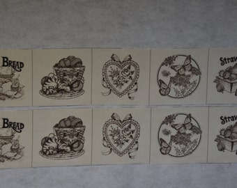 10 Picture Book Patches Brown on Muslin Blocks