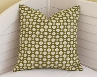 Schumacher Betwixt in Grass Designer Pillow Cover - Both Sides or Front Only - Square, Euro and Lumbar Sizes