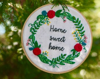 Drum embroidered "Home Sweet Home"