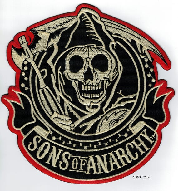 Sons Of Anarchy Large Model Embroidered Badge Iron Or Sew 19.5 X 20 Cm 