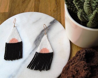 New Moon Rising//hand woven beaded earrings/beaded earrings/beadweaving/Dangler